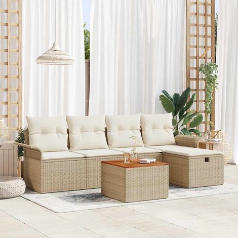 Set Divano da Giardino 6 pz Beige polyrattan vidaXL (1/5)
