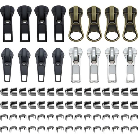 152 pièces Curseur Fermeture Eclair, Reparation Fermeture Eclair Kit de Réparation de Fermeture éclair avec Curseurs de Rechange Remplacement Instantané Fermeture à Glissière pour Veste Sacs Jeans (1/5)