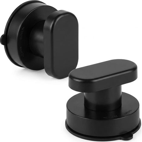 Poignées de porte à ventouses pour fenêtre, balcon et terrasse, poignée extérieure à ventouse puissante pour tiroirs, poignées de mobilité portables avec ventouse puissante (2 x noir) (1/5)