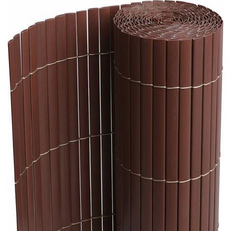 Canisse en PVC - JUANIO - Canisse Brise vue en PVC tube plat - Hauteur 80 cm - Longueur 300 cm - Marron foncé