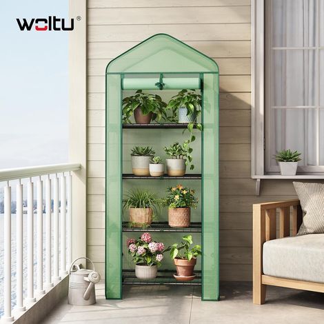 WOLTU Invernadero de Jardín con Ruedas y Puerta con Cremallera Enrollable 70x50x163cm, Verde (1/5)