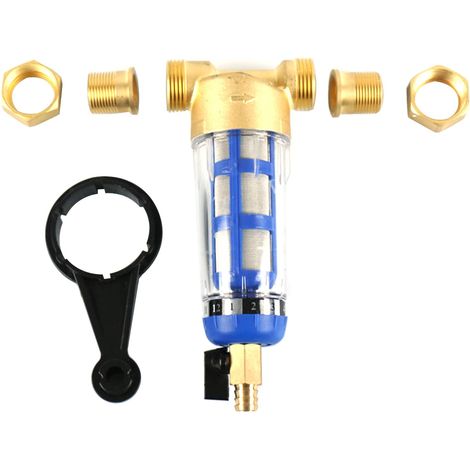 Filtre fin réutilisable - Filetage extérieur 1" - Filtre à eau Spin Down - Avec raccord 1/2" 3/4" - Préfiltre à sédiments pour tuyau d'eau de puits (filetage mâle 3/4") (1/5)