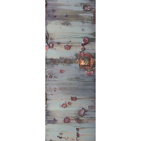 Papier peint panoramique gris & rouge style industriel | Tapisserie panoramique grise métal usé couloir | Papier peint panoramique bureau & escalier - 280 x 100 cm (1 pièce) (1/2)