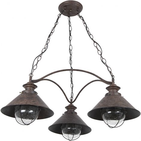 Lampada de Soffitto Nautico Marrone. 3xE27. Misure Dimmerabilex70cm.