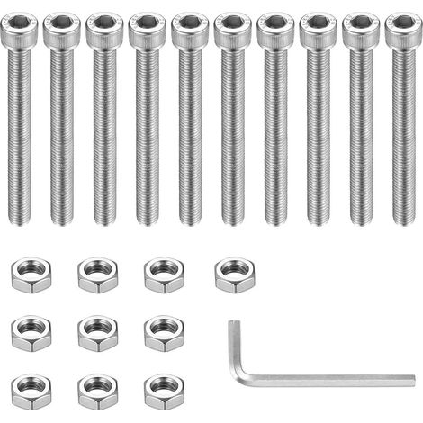 Kit 10 vis à tête cylindrique M8x80mm en acier inoxydable 304 avec écrous (1/5)