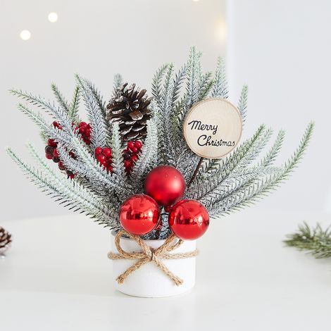 Mini sapin de Noël avec vœux de Noël, 24 cm, parfait pour les fêtes de Noël, polyvalent, facile à utiliser et à entretenir (1/5)