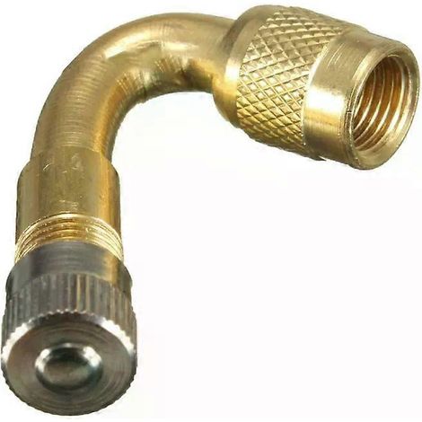 Tube d'extension en laiton à 90 degrés pour pneu de voiture ou de moto, tige d'extension de valve métallique, tube d'extension pour embout gonflable (1/4)