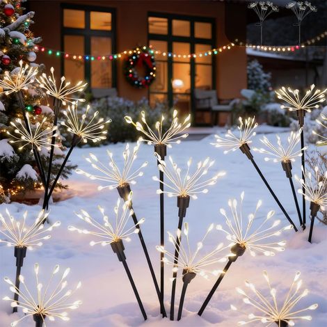 Lot de 2 lampes solaires d'extérieur - 80 LED- Pissenlit - Étanche - Pour jardin, terrasse, pelouse (1/5)