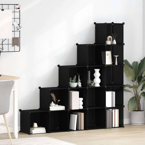 vidaXL Estantería de cubos con 15 compartimentos negro PP (1/5)