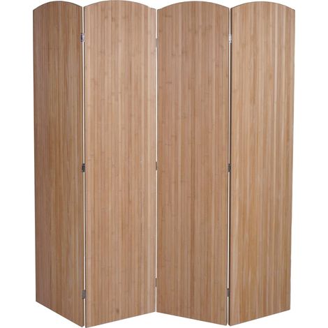Paravent en bambou HWC-O30 cloison de séparation pare-vue pliable 4 panneaux 170 x 162 cm (1/5)