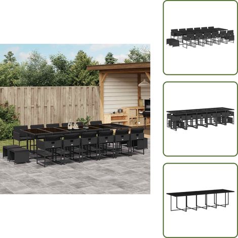 vidaXL Ensemble à manger de jardin 17 pcs coussins noir résine tressée (1/5)