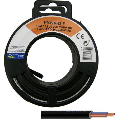 10m cable manguera plana H03VVH2-F 2x0,75mm² negro