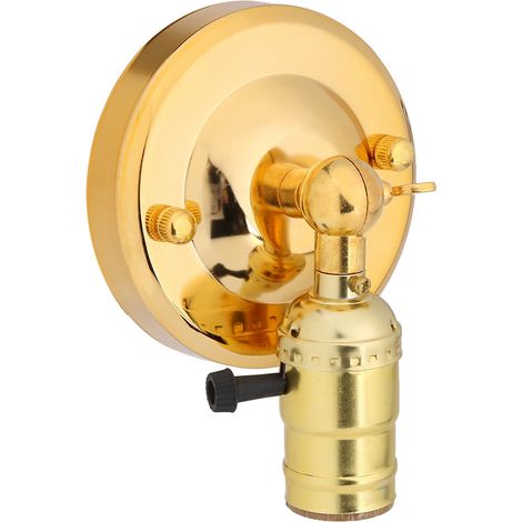 Douille E27 vintage pour applique murale avec interrupteur, idéale pour la décoration intérieure (220 V, couleur or). (1/5)