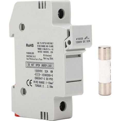 Disjoncteur 1P 32A 1000V CC avec fusible photovoltaïque 10x38mm 15A pour la protection