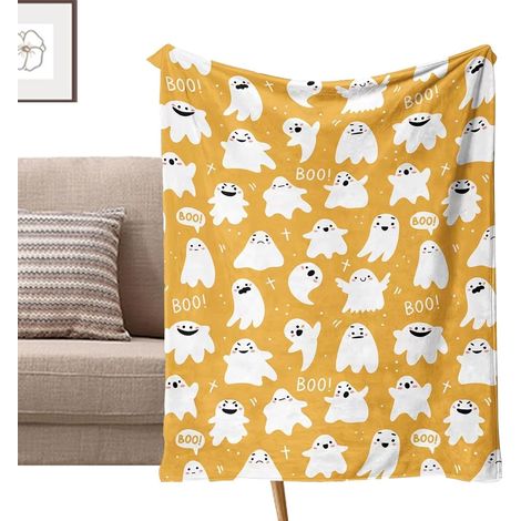 Couverture d'halloween Décoration de literie en Peluche Douce et Amusante Plaid Polaire Fantôme Douillet Adorable Pour La Maison, Le Salon, La Chambre, Le Canapé, Les Voyages, Les Fêtes Et Le Do (1/5)
