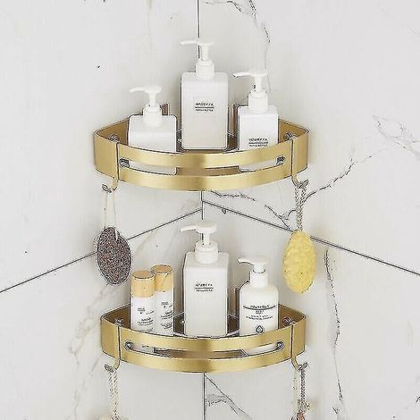 Eckduschablage ohne Bohren, Starlight Badezimmerregal (Glänzendes Sandgold, 2 Ebenen) Tw (1/5)