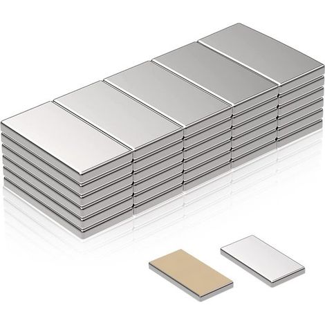 30 Stück Neodym Magnete Selbstklebende Magnete 20 x 10 x 1 mm Starke Flachmagnete für Whiteboards, Kühlschränke, Magnettafeln und Bastelarbeiten (1/5)