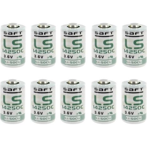 .10 X Pile Lithium Saft LS14250 1/2AA 3,6Volt, 3,6V, Lithium-Thionylchlorid Made in France.