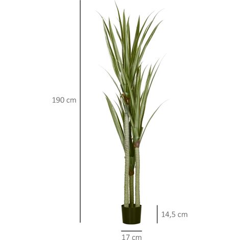 Yucca artificiel vert émeraude, 190 cm, plastique robuste, plante en pot, 17 x 17 x 190 cm, décoration intérieure élégante, idéal salon ou bureau, sans entretien. (1/5)