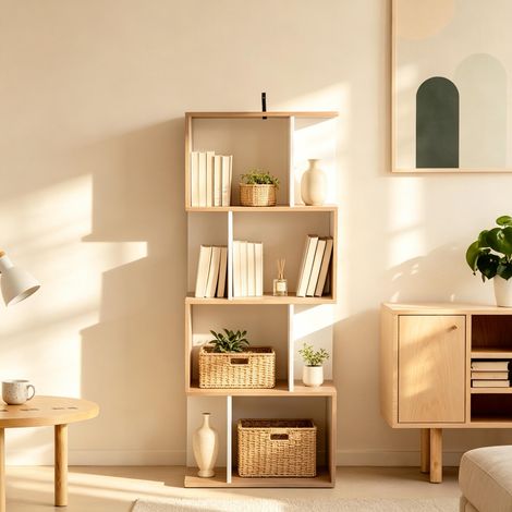 Bibliothèque minimaliste, présentoir en forme de S, étagère ouverte, tour de rangement, étagère de séparation de pièce élégante (bibliothèque uniquement) (1/4)