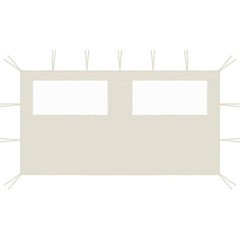 Paroi latérale de belvédère avec fenêtres - Accessoire pour tente et tonnelle 4x2 m Crème BV880623 - BonneVie (1/4)