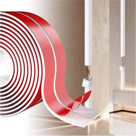 Cornière PVC Blanc, Moulure Murale Adhésive, Baguette d‘Angle, Protection Angle Mur, Plinthe Souple Moulure, Finition de Bords pour Murs, Portes, Fenêtres et Plinthes (6,2 m x 4 cm) (1/5)