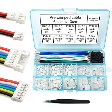 Kit de câbles pré-sertis pour connecteur PH 2.0 compatible avec PH2.0mm pour lame de batterie Inductrix Tiny Whoop mkr1010 Zero et Vidor 4000 (connecteur et fil femelle et mâle) (1/5)