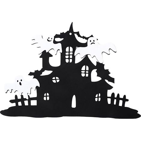 Décoration Murale Halloween - Suspension Porte Décorative en Tissu Non Tissé - Set de 1 Pièce - Noir (1/5)