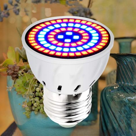 Pflanzenlampe mit 80 LEDs, E27-Fassung, Vollspektrum LED-Pflanzenlampe 220V für Zimmerpflanzen, Sukkulenten und Garten