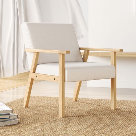 Fauteuil relax avec accoudoirs 64x70x72 cm crème OKMYHOME (1/5)