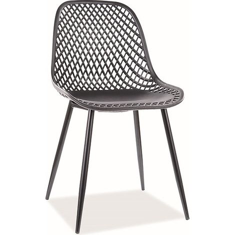 Chaise en plastique quadrillé gamme Coral - Noir - H 75 cm - Livraison gratuite (1/3)
