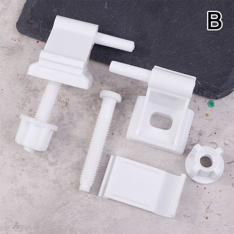 Kit de remplacement de charnières pour abattant de WC (1 pièce), accessoires en plastique pour couvercle de WC : vis de fixation, écrous et charnières pour couvercle de WC, modèle B (1/5)