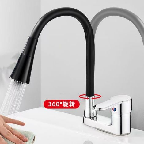 Wholesale faucets, washbasins, hot and cold double-hole basins, bathroom household universal old-style three-hole basins, washbasins - black