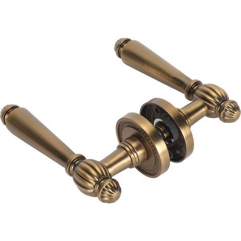 Poignée de porte en bronze avec verrou silencieux à noyau en cuivre de style rétro pour chambre à coucher (1/5)