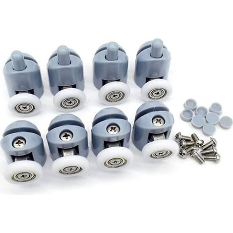 8er-Set Duschtürrollen – Ersatzteile für Duschtüren – 4 obere Rollen + 4 untere Rollen – 23 mm (1/5)