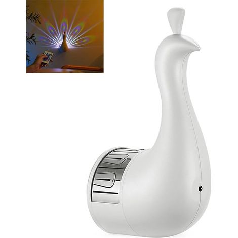 Lámpara de pavo real, aplique de pared de pavo real, luz nocturna recargable por USB con motivo de pavo real para decoración del hogar (blanco) (1/5)