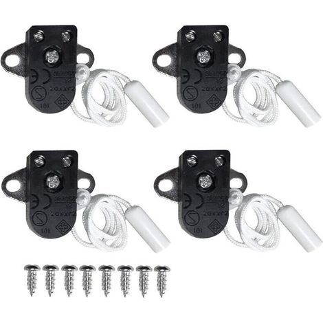4 Pack Mini Interrupteur à Tirette Lnterrupteur à Tirette Avec Enclenchement Marche-arrêt Manuel - 2 A, 250 V CA/Noir (1/5)