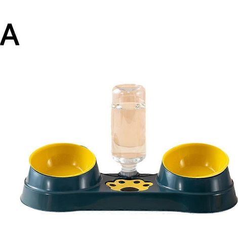 Distributeur d'eau automatique 2 en 1 pour animaux de compagnie (bac double pour chien et chat). (1/4)