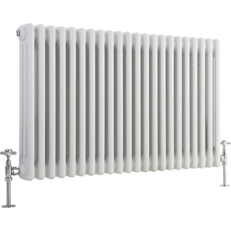 Milano Windsor White Cast Iron Style Triple Column Horizontal Radiator - 600mm x 1010mm