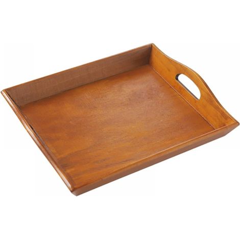 Plateau De Service En Bois - 30,8 X 25,8 X 3,1 Cm - Poignées Intégrées - Pour Petit-Déjeuner Au Lit, Apéritif, Table À Café, Terrasse, Barbecue - 1 Pièce (1/5)