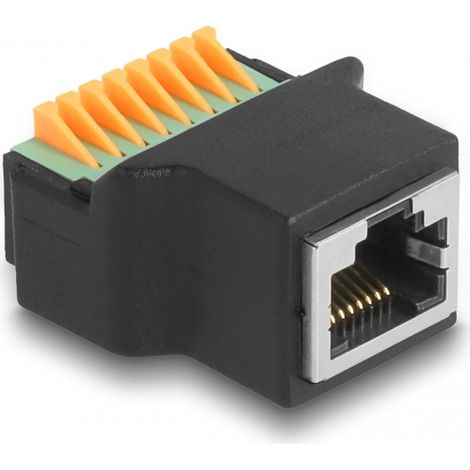 Delock Adaptador RJ45 hembra a bloque de terminales con botÃ³n pulsador