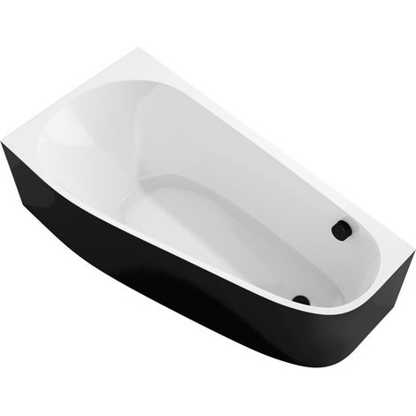 PROJEKTA L MONOLITH Baignoire d'angle 156x77x60cm, blanc/noir (1/3)