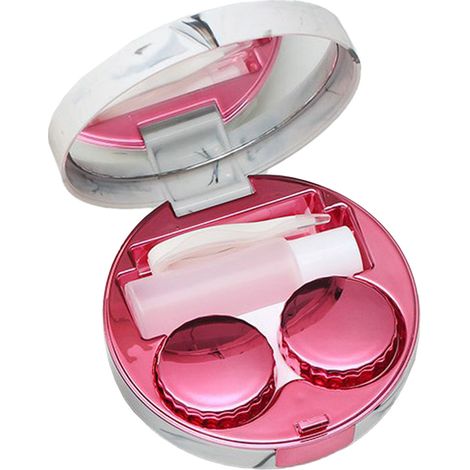 Étuis à lentilles de contact, boîte de voyage avec miroir, pince à épiler, outil de retrait et flacon de solution pour une utilisation quotidienne au bureau et en extérieur (1/5)