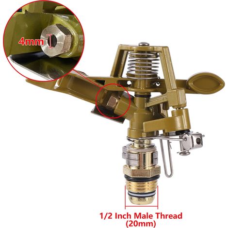 Arroseur à bascule rotatif en laiton pour jardin, embout réglable, filetage mâle 1/2", outils d'irrigation pour pelouse et pelouse (1/5)