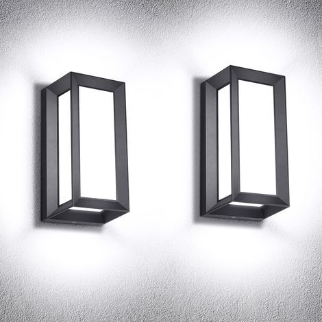 Outdoor Wall Light 18W 1800lm 6000K LED Porch and Patio Lights Matte Black Exterior Lighting Fixtures Wall Mount IP65 Waterproof for Garage, Driveway, Garden (2 Pack) (1/5)