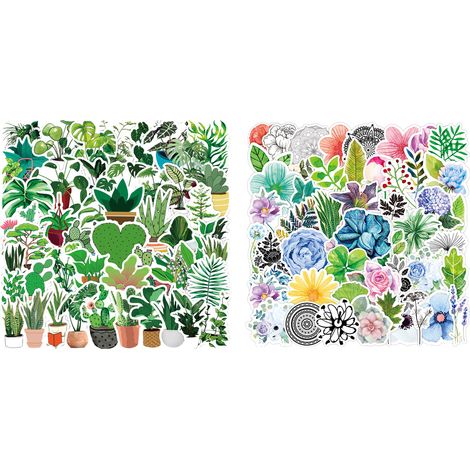 Autocollants Plantes Fleurs - 100 Pièces - Vinyle Double Couche Imperméable - Découpés à la Forme - Pour Valise Skateboard Téléphone Ordinateur (1/5)