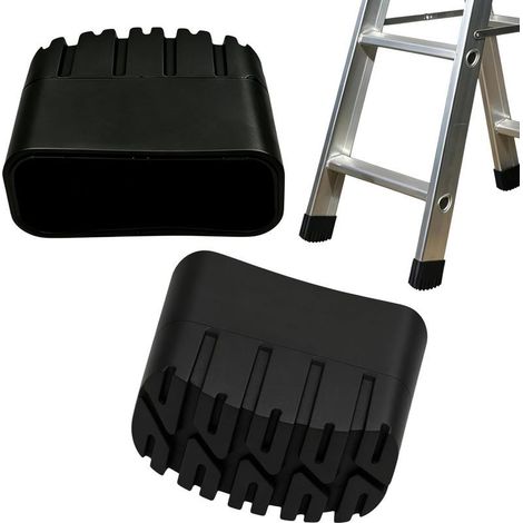 Lot de 2 pieds en caoutchouc pour échelles - 50 x 20 mm - Pieds de rechange en caoutchouc robuste - Antidérapants - Pour escabeau et échelle pliante - Accessoires d'échelle - Noir (1/5)