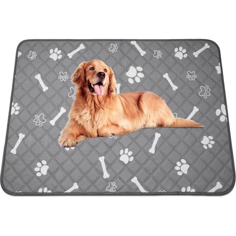 Cuscino per cani - Tappetino per animali domestici - Morbido poliestere - Stile e design - Antiscivolo - 60x90 cm - Grigio e bianco (1/5)
