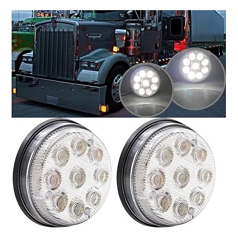 [High/Low Beam] 2PCS Feu de Gabarit Latéral LED Blanc 3 Inch Feux de Position Latéraux LED 24V Indicateur de Position pour Remorque Camion Bateau Pont RV Camping-car (blanc) (1/5)