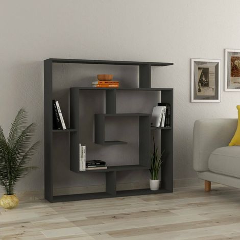 Libreria Rai, Biblioteca 6 Ripiani, Installazione a Muro, Sfumatura Colore Struttura Antracite, 125x22x129h cm Nero Antracite (1/3)